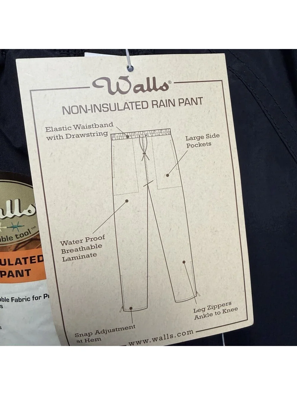 Walls Jacket & Pants Rain Suit Sz L Black Non-insulated Waterproof Breathable